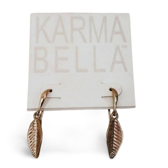 Effortless Glam Karma Bella 1" Silver Leaf Charm Huggie Dangle Earrings JW1529 - Picture 1 of 6